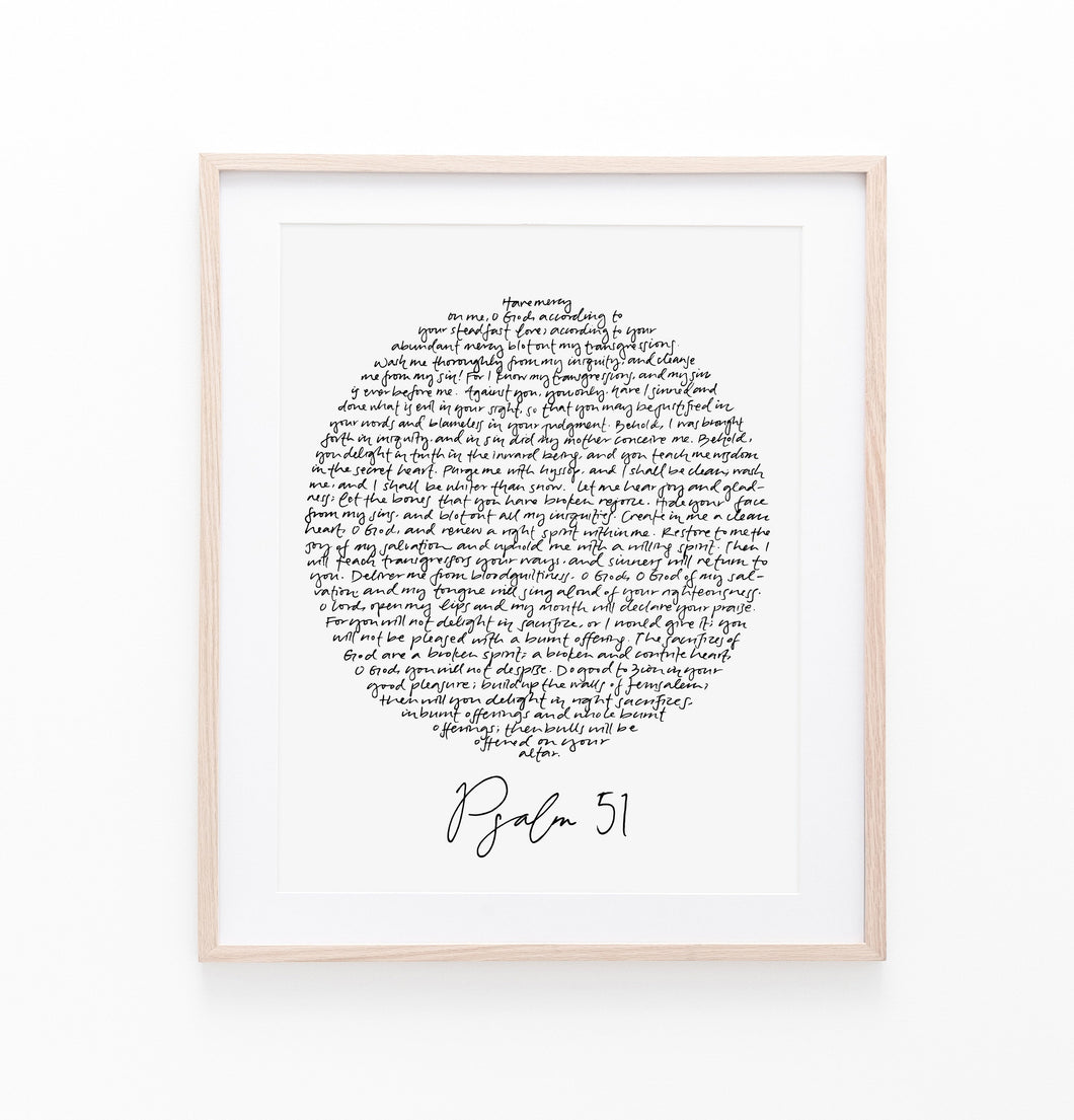 Psalm 51 Art Print (Circle)